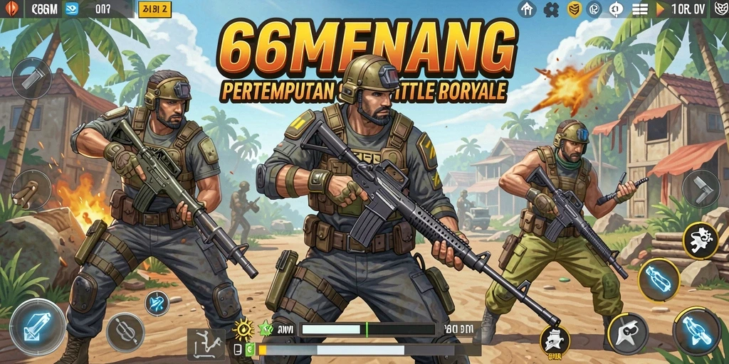 Tangkapan layar 66MENANG menampilkan aksi pertempuran yang mendebarkan.