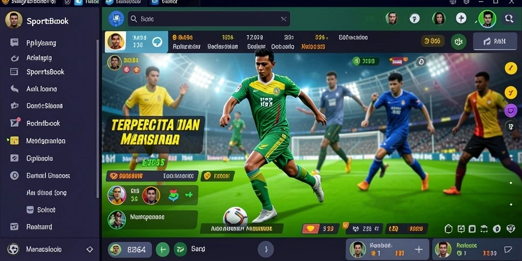 Tampilan utama dari game Sportsbook dengan berbagai pilihan taruhan.