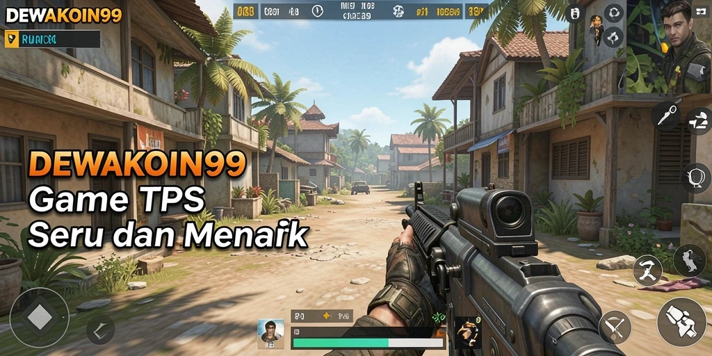 Screenshot gameplay DEWAKOIN99 yang menunjukkan aksi seru pertarungan TPS.