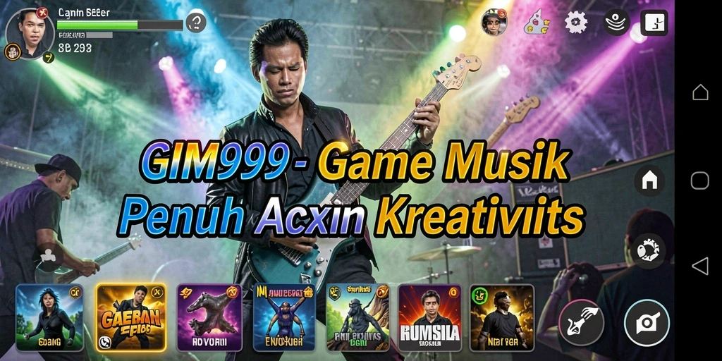 Tampilan gameplay GIM999 dengan berbagai pilihan alat musik.