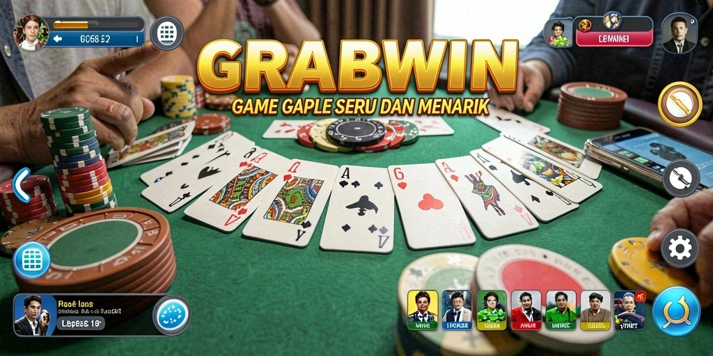 Tampilan gameplay seru di GRABWIN yang penuh aksi Gaple.