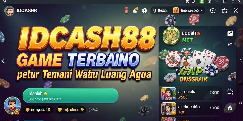 Screenshot utama menampilkan gameplay seru dari IDCASH88 dengan kartu Domino yang menarik.