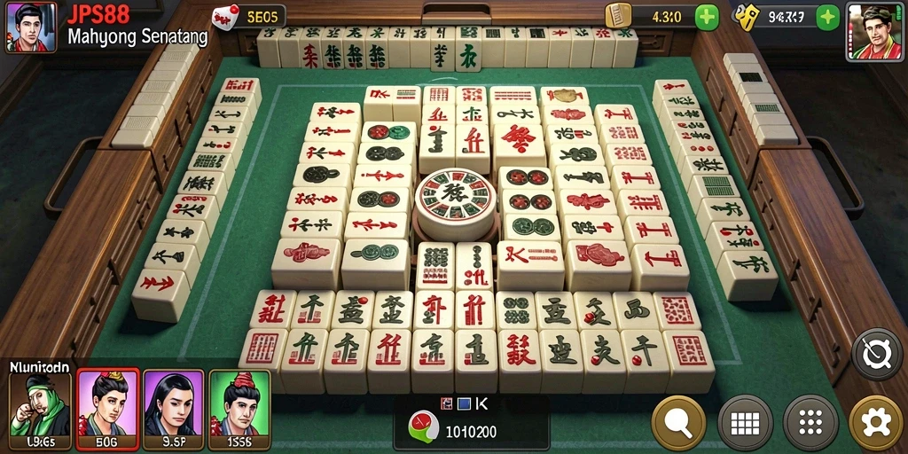 Tampilan gameplay JPS88 yang menarik dengan ubin Mahjong.