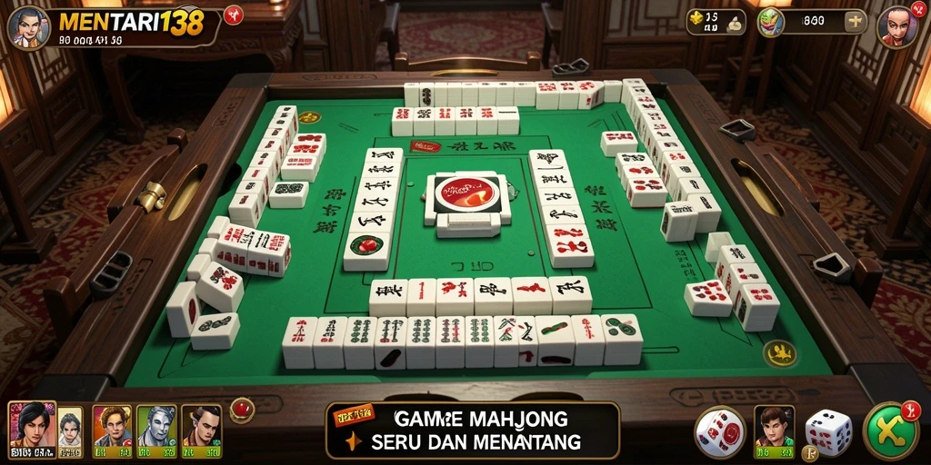 Tampilan gameplay seru di MENTARI138 dengan grafis Mahjong menarik.