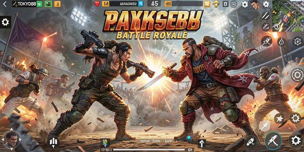 Gameplay intens dan seru dalam pertarungan Battle Royale.